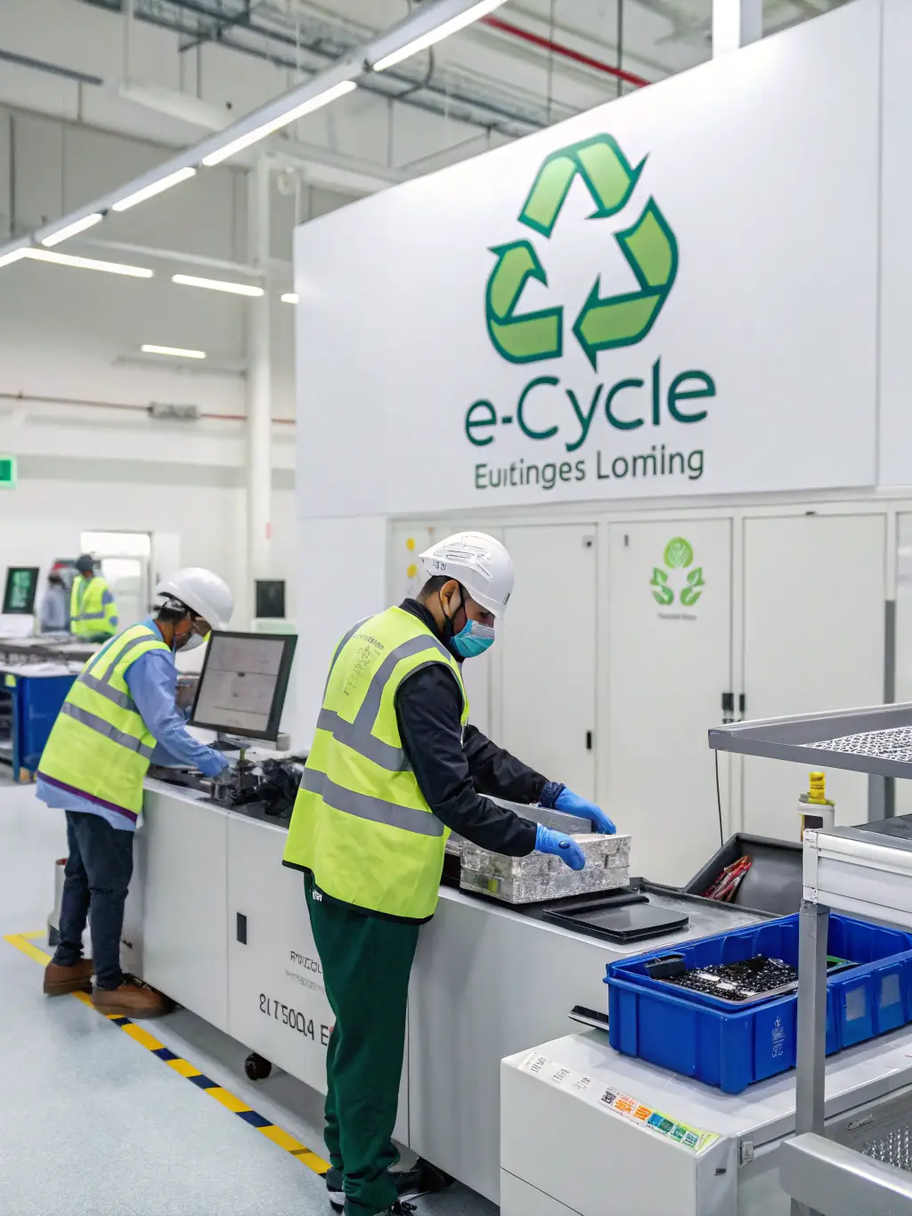A specialized truck collecting electronic waste from an office building in Dubai, emphasizing responsible e-waste disposal.